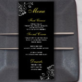 Stijlvol zilver goud op zwart bruiloft menu