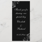 Stijlvol zilver goud op zwart bruiloft menu (Achterkant)