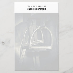 Stijlvol zilver Stirrups op het Engelse zadelzadje Briefpapier