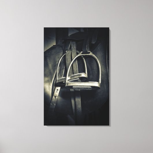 Stijlvol zilver Stirrups op het Engelse zadelzadje Canvas Afdruk (Voorkant)