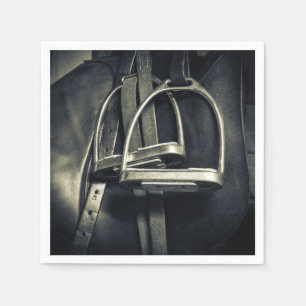 Stijlvol zilver Stirrups op het Engelse zadelzadje Servet