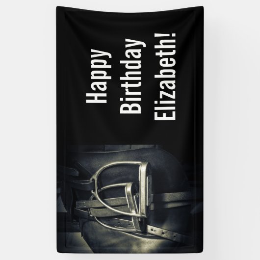 Stijlvol zilver Stirrups op het Engelse zadelzadje Spandoek (Verticaal)