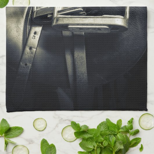 Stijlvol zilver Stirrups op het Engelse zadelzadje Theedoek (Gevouwen)