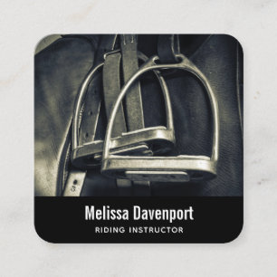 Stijlvol zilver Stirrups op het Engelse zadelzadje Vierkante Visitekaartje