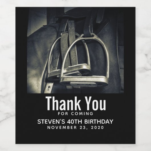 Stijlvol zilver Stirrups op het Engelse zadelzadje Wijn Etiket (Enkel label)