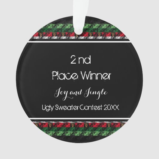 Stijlvol Zilver Ugly Sweater Medallion 2de plaats Ornament (voorkant)