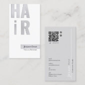 Stijlvol zilverachtig wit kapper Visitekaartje (Voorkant / Achterkant)