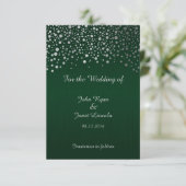 Stijlvol zilveren Confetti Stippen | Donkergroen Save The Date (Staand voorkant)