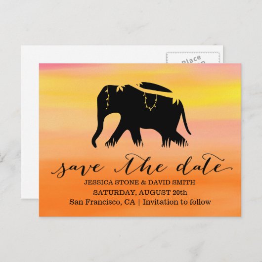 Stijlvol Zonnebruidshuwelijk sparen de Datum Aankondigingskaart (Voorkant / Achterkant)