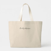 Stijlvol zwart aangepast script monogram naam scha grote tote bag (Achterkant)
