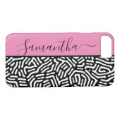 Stijlvol zwart en Cream Geometric Pattern Case-Mate iPhone Case (Achterkant (Horizontaal))
