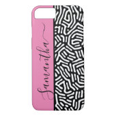 Stijlvol zwart en Cream Geometric Pattern Case-Mate iPhone Case (Achterkant)