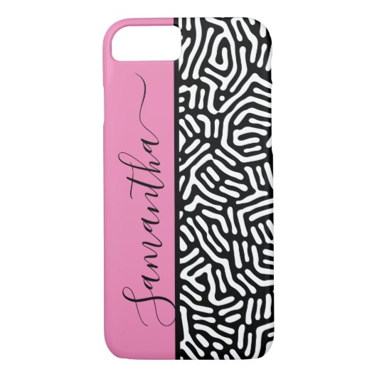 Stijlvol zwart en Cream Geometric Pattern Case-Mate iPhone Case (Achterkant)