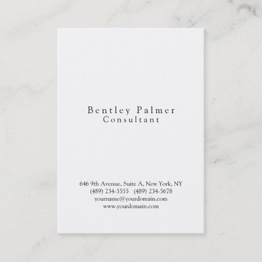 Stijlvol zwart en eenvoudig wit visitekaartje (Voorkant)