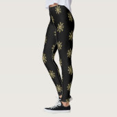 Stijlvol zwart en goud glitter sneeuwvlok patroon leggings (Links)