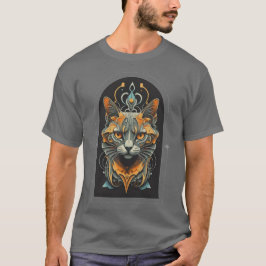 Stijlvol zwart en goud kattengezicht t-shirt