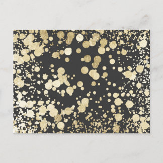 Stijlvol zwart en goud modern confetti-patroon briefkaart