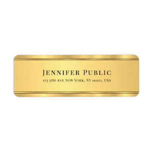 Stijlvol zwart en goud modern retouradres etiket