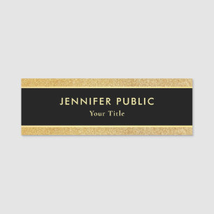 Stijlvol zwart en goudglitter modern Professional Naamplaatje