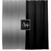 Stijlvol zwart en grijs geometrisch ontwerp Douche Douchegordijn (Voorkant)