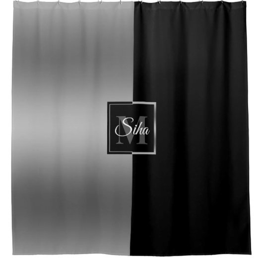 Stijlvol zwart en grijs geometrisch ontwerp Douche Douchegordijn (Voorkant)