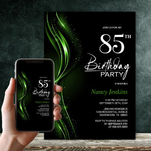 Stijlvol zwart en groen 85ste verjaardagsfeest kaart