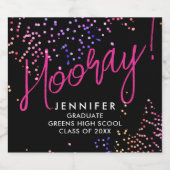 Stijlvol zwart en roze Confetti Afstuderen feest Sparkling Wijnetiket (Enkel label)