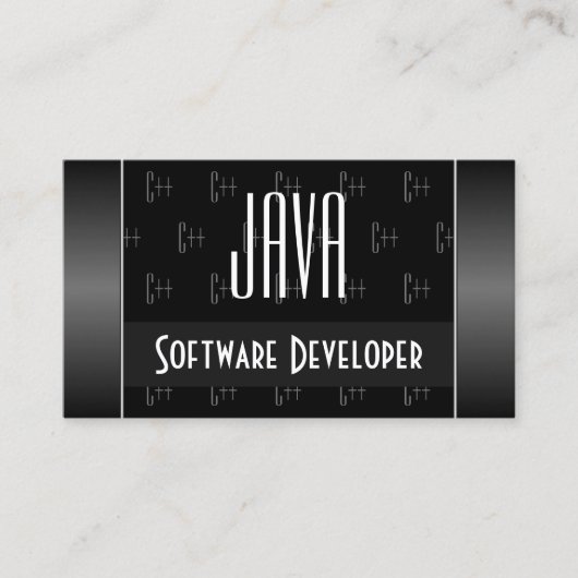 Stijlvol zwart en wit met gepatterde letters visitekaartje (Voorkant)