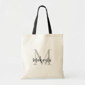 Stijlvol zwart gepersonaliseerd monogram tote bag (Voorkant)
