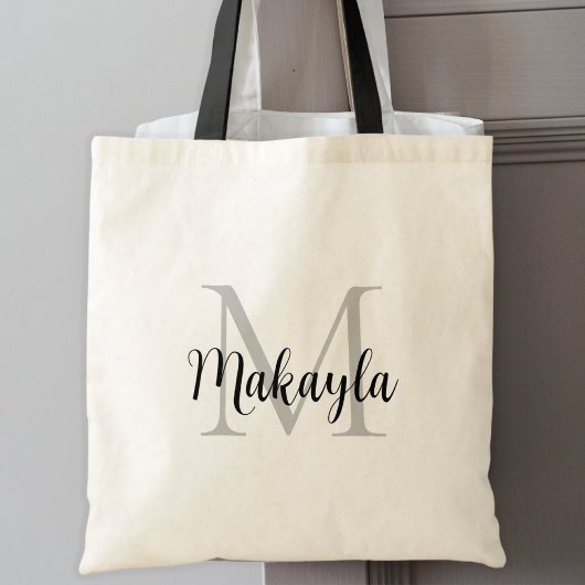 Stijlvol zwart gepersonaliseerd monogram tote bag