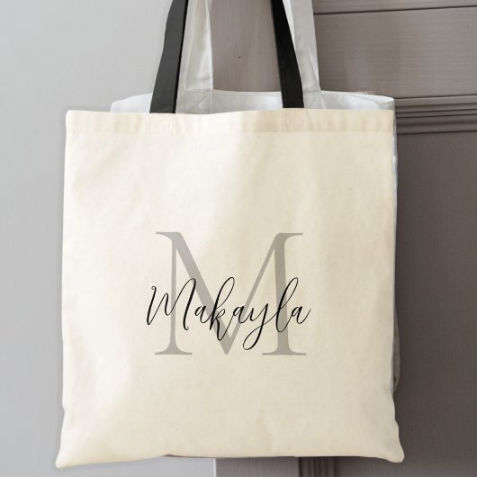 Stijlvol zwart gepersonaliseerd monogram tote bag