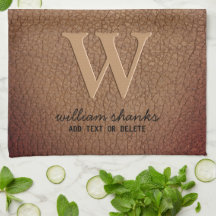 Stijlvol zwart goud monogram bruin leer op maat ge