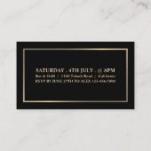 Stijlvol zwart & goud, toegangsbewijs visitekaartje (Achterkant)