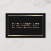 Stijlvol zwart & goud, toegangsbewijs visitekaartje (Achterkant)