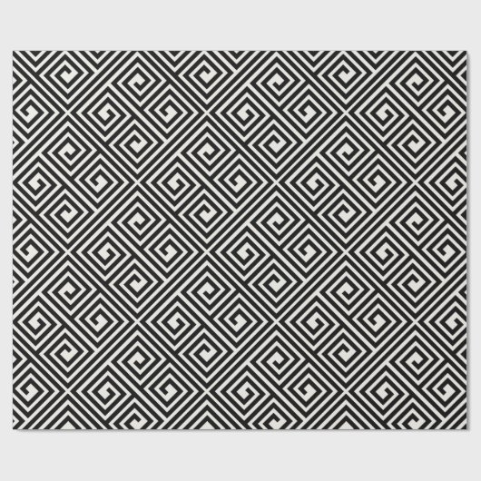 Stijlvol zwart Ivory Grieks sleutelhuwelijk Cadeaupapier (Vlak)