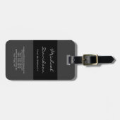 Stijlvol zwart, klassiek script Visitekaartje Bagagelabel (Voorkant horizontaal)