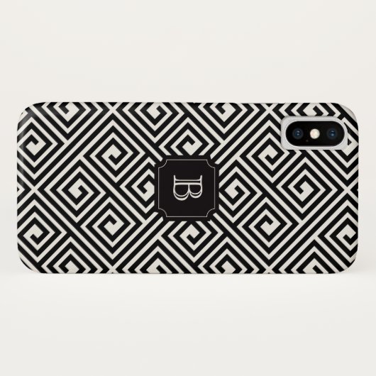 Stijlvol zwart Latijn Grieks sleutelmonogram Case-Mate iPhone Case (Achterkant (horizontaal))