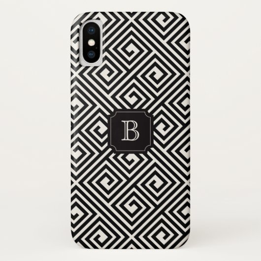 Stijlvol zwart Latijn Grieks sleutelmonogram Case-Mate iPhone Case (Achterkant)