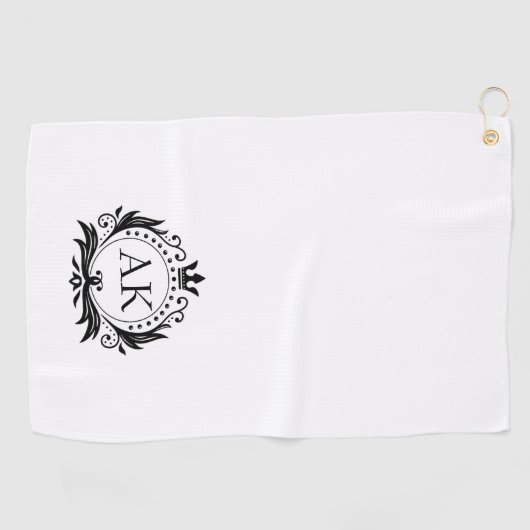 Stijlvol zwart luxe lijst en kroon golfhanddoek (Horizontaal)