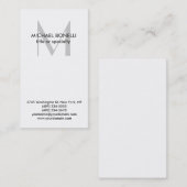 Stijlvol zwart monogram zwart wit Visitekaartje (Voorkant / Achterkant)