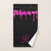 Stijlvol zwart opgerold glitter-monogram bad handdoek (Handdoek)