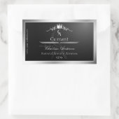 Stijlvol zwart productlabel zilveren frame monogra rechthoekige sticker (Tas)
