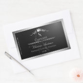 Stijlvol zwart productlabel zilveren frame monogra rechthoekige sticker (Envelop)