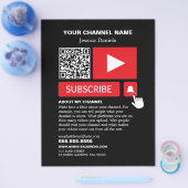 Stijlvol Zwart & Rood - QR Code, Youtube - Vlogger Flyer (Enkel)