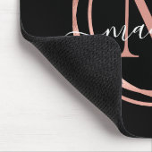 Stijlvol zwart Roos Gold Blush roze monogram cirke Muismat (Hoek)
