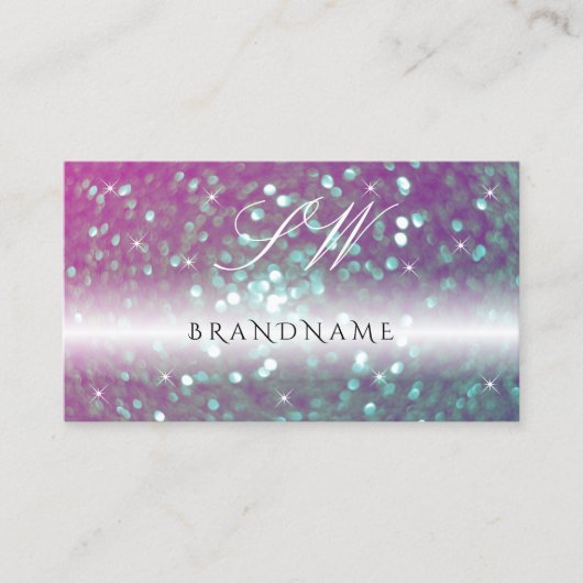 Stijlvol zwart roze Blauwgroen mousserend glitter  Visitekaartje (Voorkant)