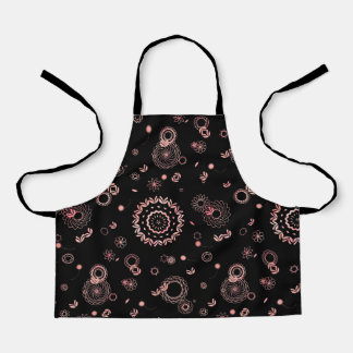 Stijlvol zwart roze bloemen design schort