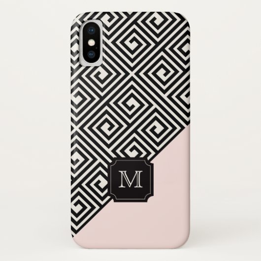 Stijlvol zwart roze zwart monogram van Latijns mod Case-Mate iPhone Case (Achterkant)