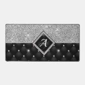 Stijlvol zwart ruitmonogram Crystal Silver Bureaumat (Voorkant)