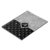 Stijlvol zwart ruitmonogram Crystal Silver Notitieboek (Linkerzijde)